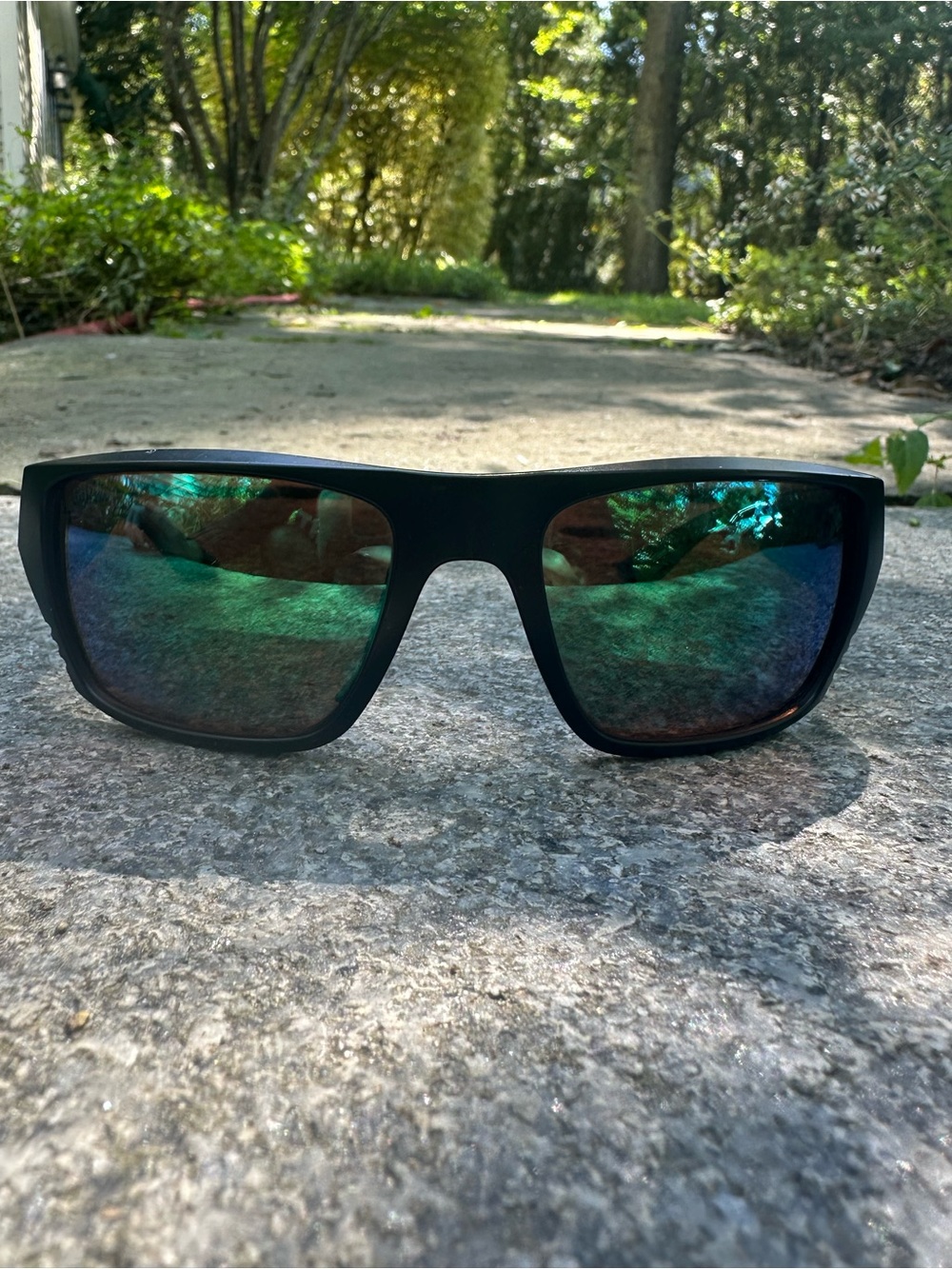 Costa Men's Black Frame Sunglasses with Green Blue Mirrored Lenses